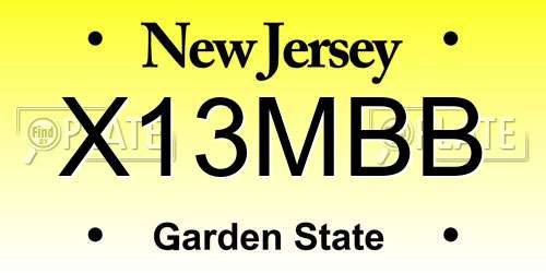 X13MBB New Jersey License Plate