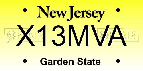 X13MVA New Jersey License Plate