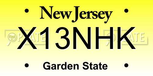 X13NHK New Jersey License Plate