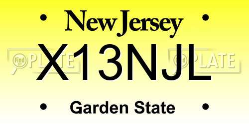 X13NJL New Jersey License Plate
