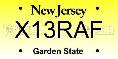 X13RAF New Jersey License Plate