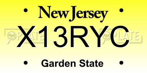 X13RYC New Jersey License Plate