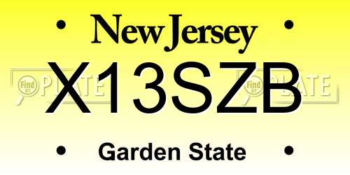X13SZB New Jersey License Plate