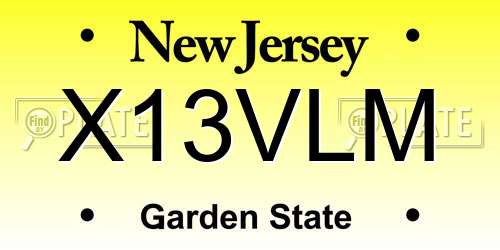 X13VLM New Jersey License Plate