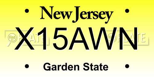 X15AWN New Jersey License Plate