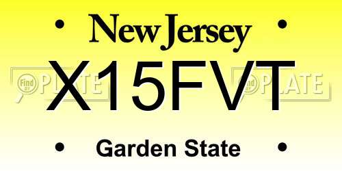 X15FVT New Jersey License Plate