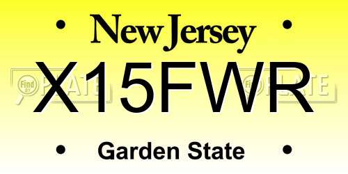 X15FWR New Jersey License Plate