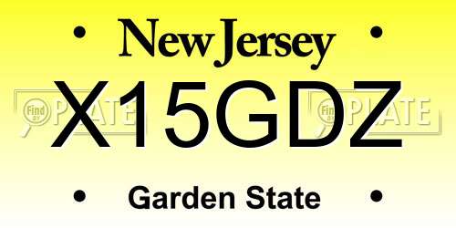 X15GDZ New Jersey License Plate
