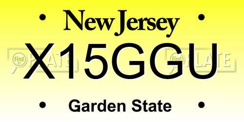 X15GGU New Jersey License Plate