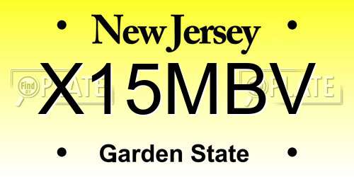 X15MBV New Jersey License Plate