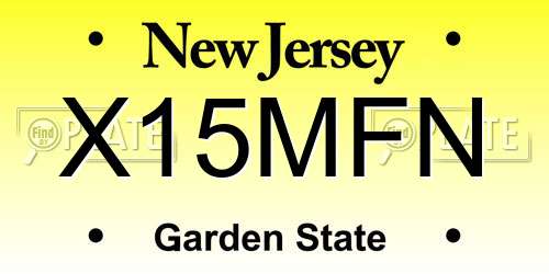 X15MFN New Jersey License Plate