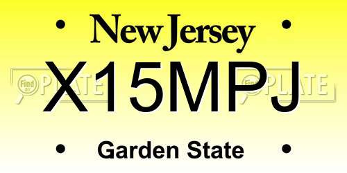 X15MPJ New Jersey License Plate