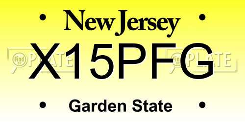 X15PFG New Jersey License Plate