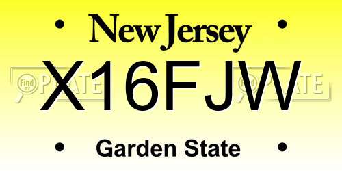 X16FJW New Jersey License Plate