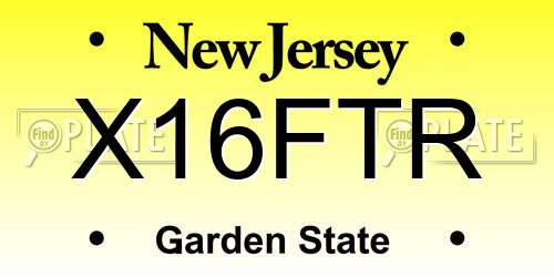 X16FTR New Jersey License Plate