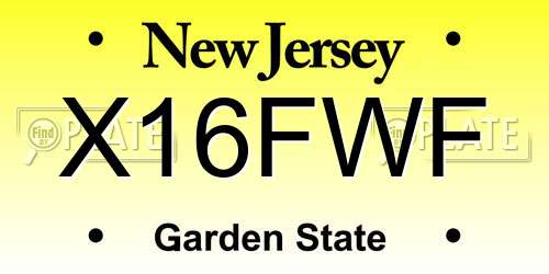 X16FWF New Jersey License Plate