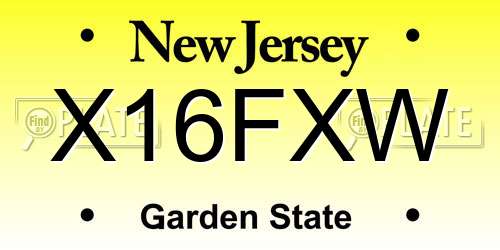 X16FXW New Jersey License Plate