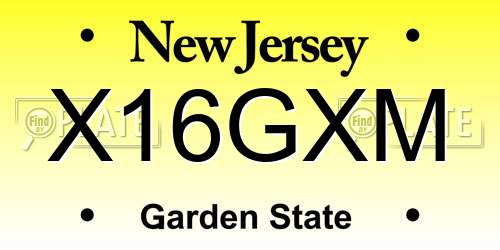 X16GXM New Jersey License Plate