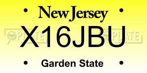 X16JBU New Jersey License Plate