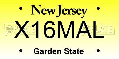 X16MAL New Jersey License Plate