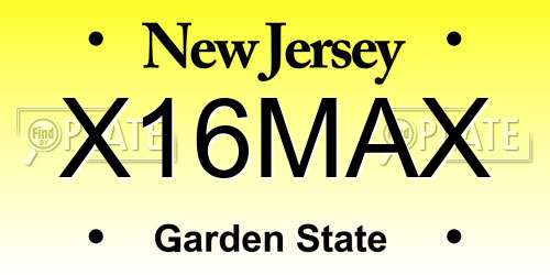 X16MAX New Jersey License Plate