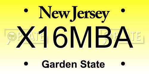 X16MBA New Jersey License Plate