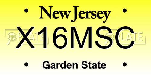 X16MSC New Jersey License Plate