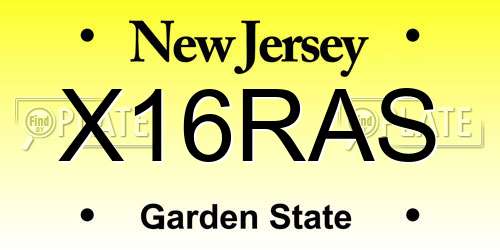 X16RAS New Jersey License Plate