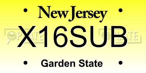 X16SUB New Jersey License Plate