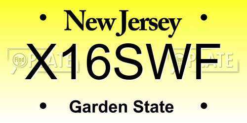 X16SWF New Jersey License Plate