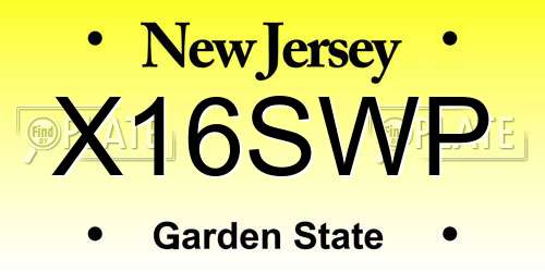 X16SWP New Jersey License Plate