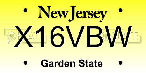 X16VBW New Jersey License Plate