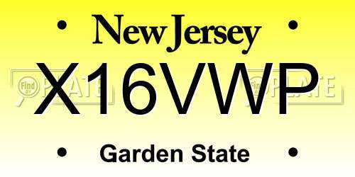 X16VWP New Jersey License Plate