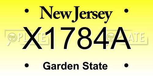 X1784A New Jersey License Plate