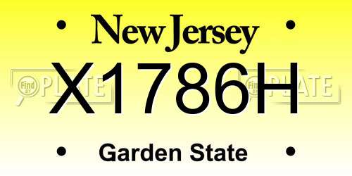 X1786H New Jersey License Plate