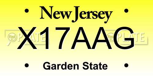 X17AAG New Jersey License Plate