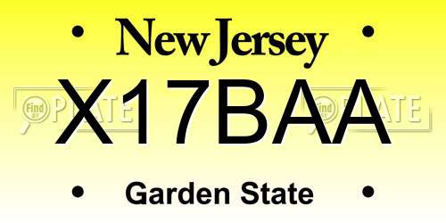 X17BAA New Jersey License Plate