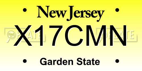 X17CMN New Jersey License Plate