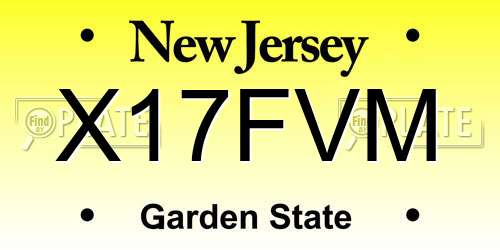 X17FVM New Jersey License Plate