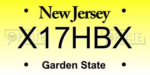 X17HBX New Jersey License Plate