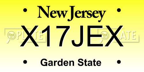 X17JEX New Jersey License Plate