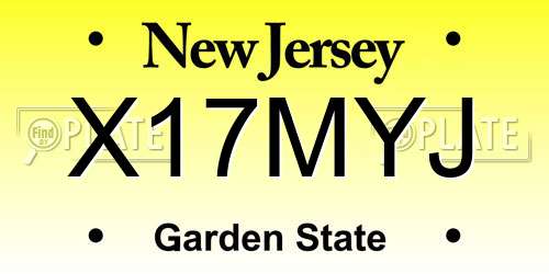 X17MYJ New Jersey License Plate