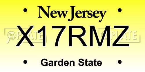 X17RMZ New Jersey License Plate