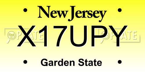 X17UPY New Jersey License Plate