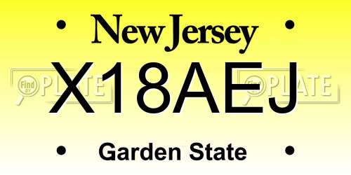 X18AEJ New Jersey License Plate