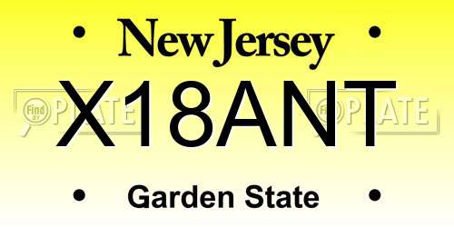 X18ANT New Jersey License Plate