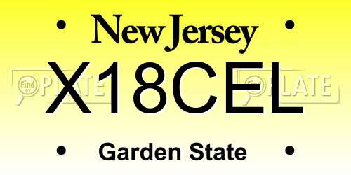 X18CEL New Jersey License Plate