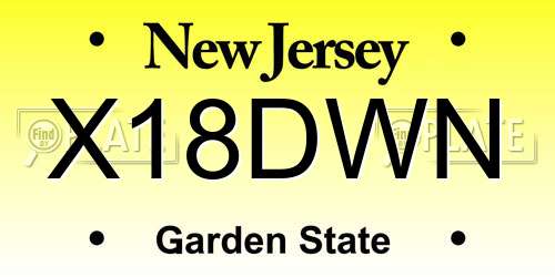 X18DWN New Jersey License Plate