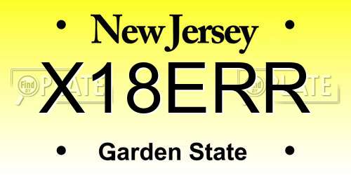 X18ERR New Jersey License Plate
