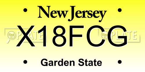 X18FCG New Jersey License Plate